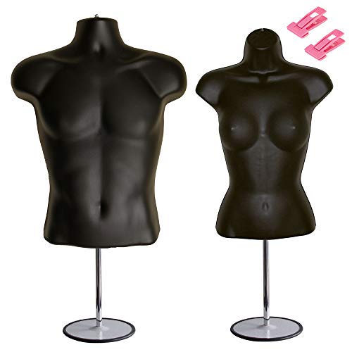 EZ-Mannequins Torso Male + Female (Waist Long) W/ Base Mannequin Forms Set