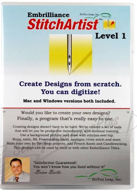 Embrilliance StitchArtist Level 1 Embroidery Design Software