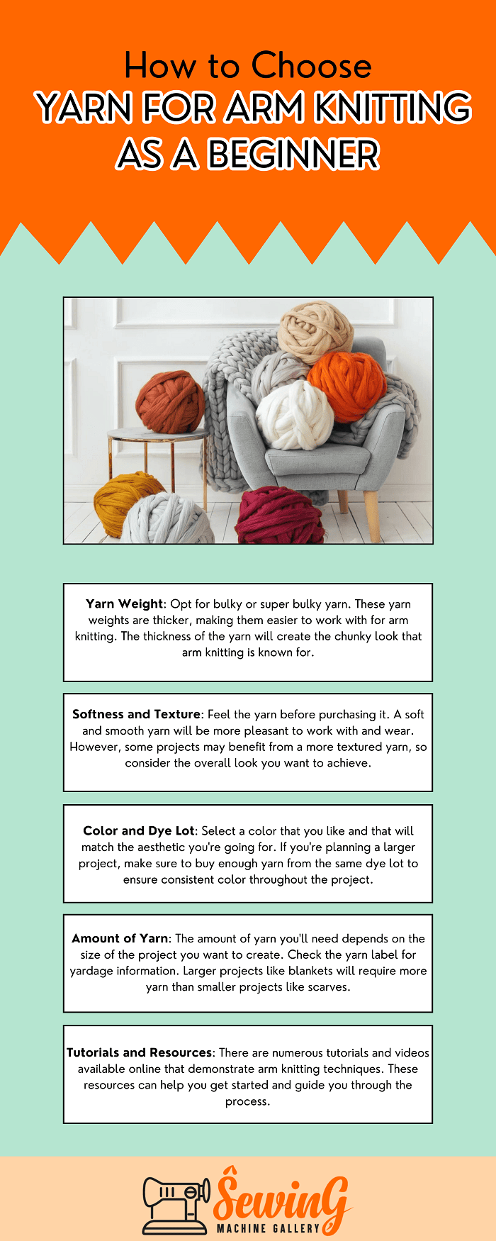 How to choose yarn for arm knitting as a beginners