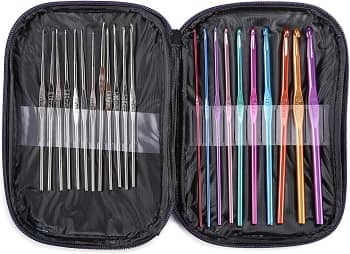 CO-Z 12pcs Ergonomic Multicolor Aluminum Crochet Hook Set