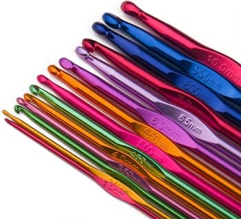 Luxbon 14 Sizes Multi-Coloured Aluminum Crochet Hooks